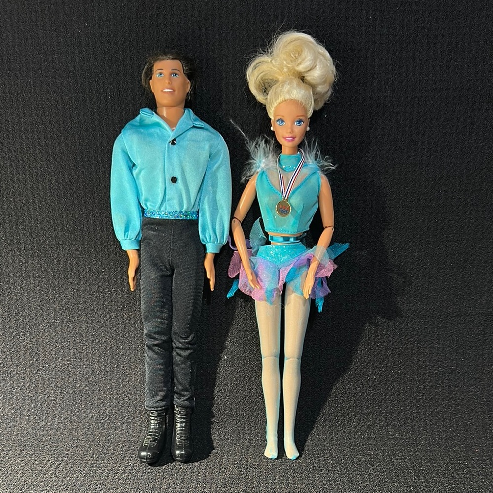 Mattel 1997 Olympic skater Barbie & Ken Dolls